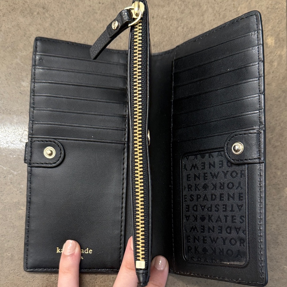 Kate Spade Black Textured Wallet with Gold Detail - Picture 2 of 3